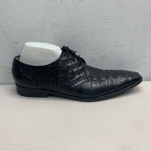 Los Altos Men 31B Black Ostrich Quill / Paw Exotic Leather Snip Toe Dress Shoe